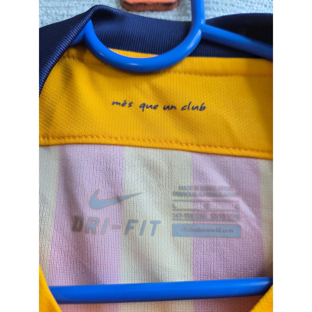 Nike Jersey Youth Large 12-13 Yellow FC Barcelona Away Qatar Airways Dri Fit - Picture 2 of 6